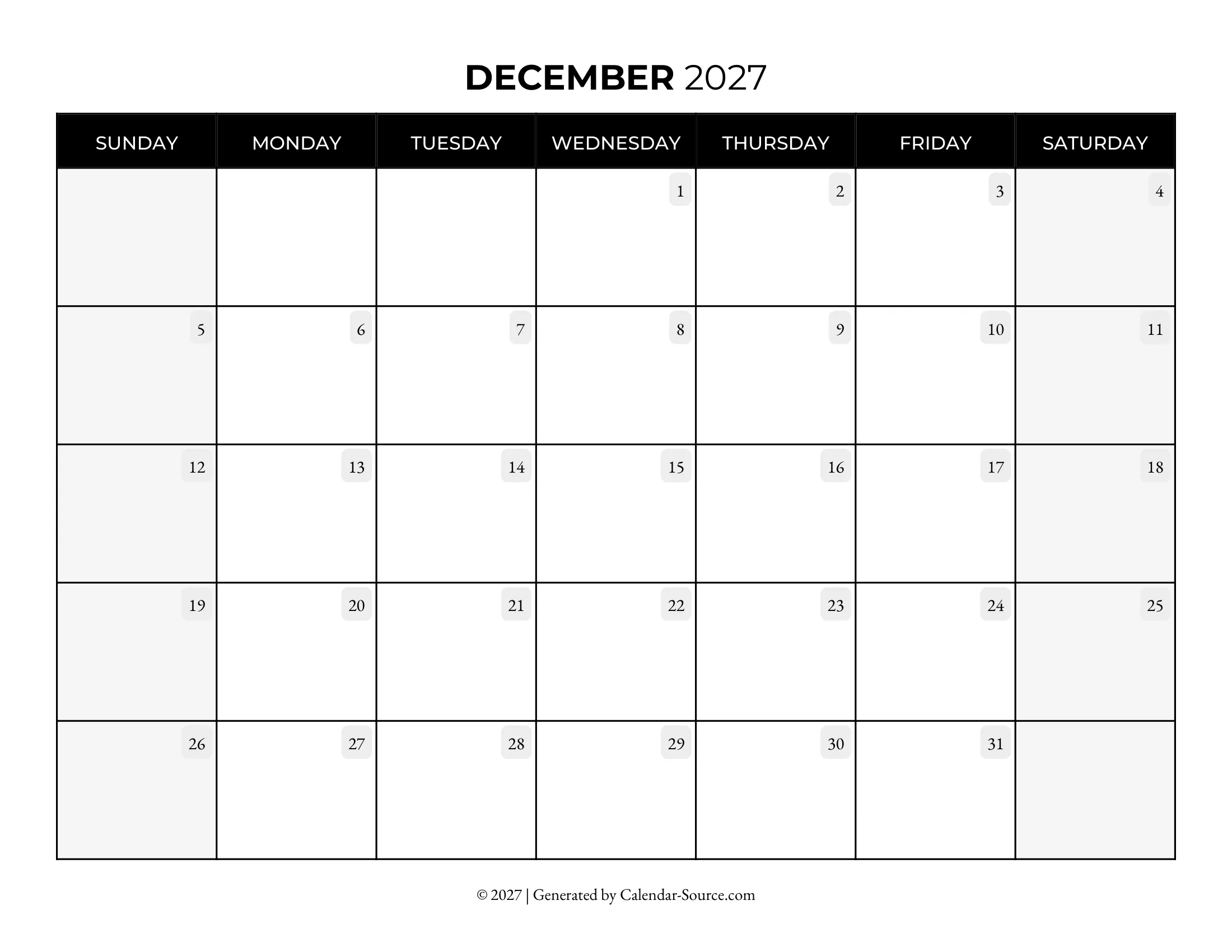December 2027 Calendar Template 08