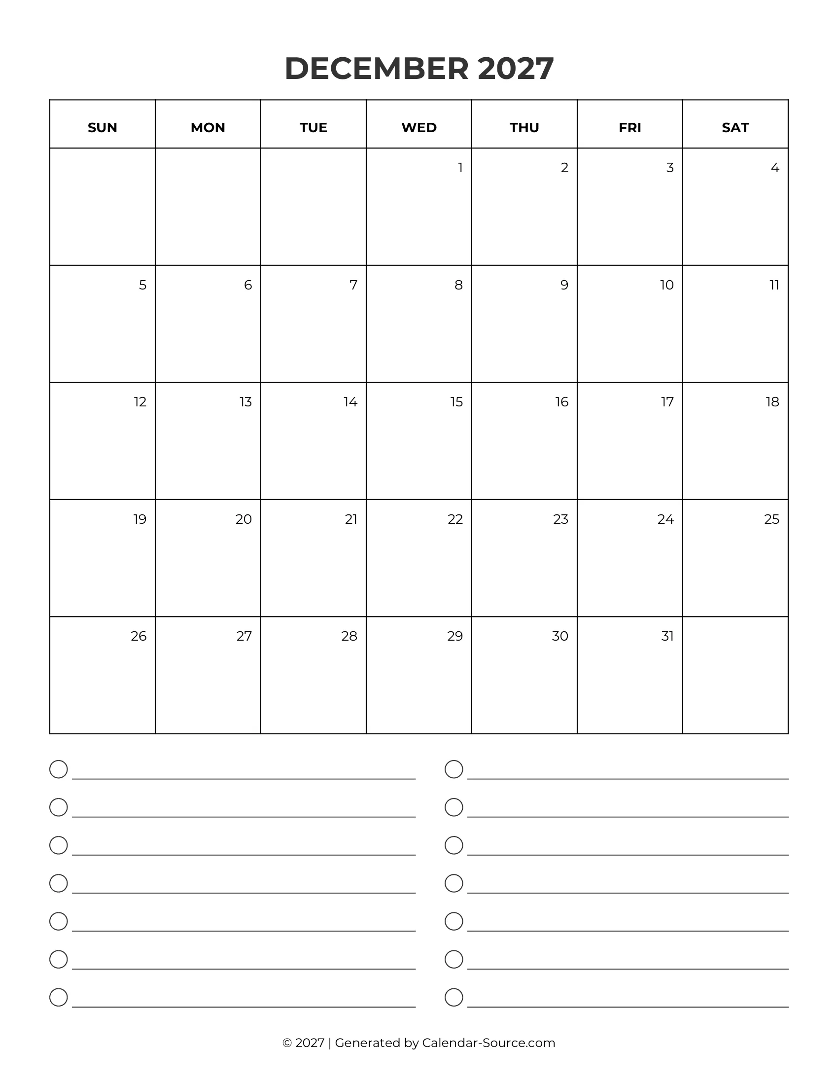 December 2027 Calendar Template 09